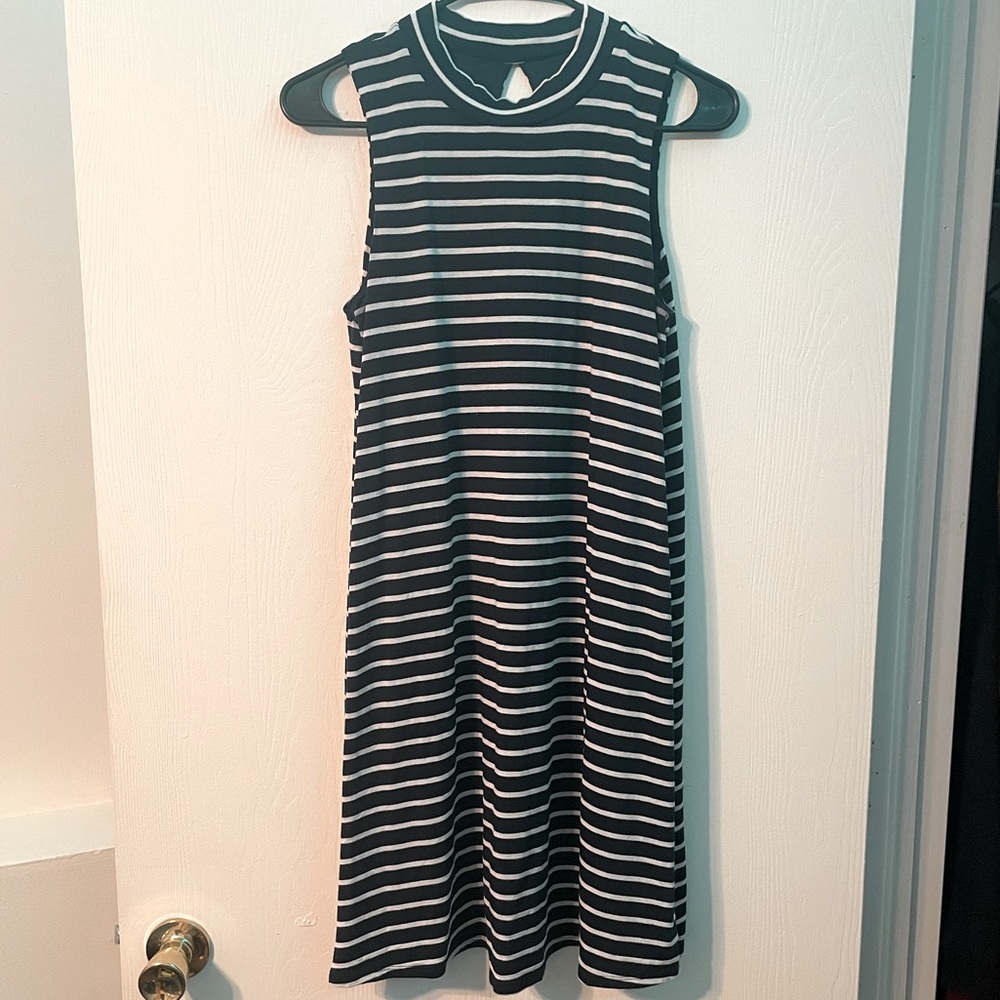 Navy and White Striped Dress
